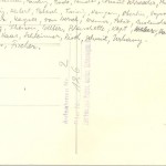 Rückseite des Fotos Konsul 1952, mit handschriftlicher Hinterlassung der Namen