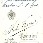 L. Ackermann L! s.l. C. Keiffer L! z. frdl. Erinnerung. Aachen S.-S. 1900.