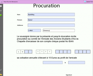 Procuratiounsvirdrock ausgefellt Procuratiounsvirdrock ausgefellt