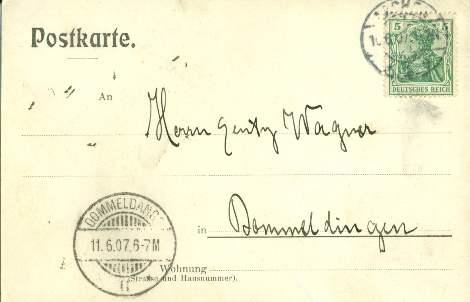 Postkaart vum AVL 1907 Récksäit