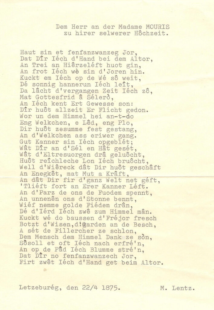 Gedicht vum Michel Lentz